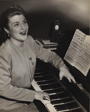 Margery Mayer, teaching students to sing. Photo: Staten Island Advance, 1951