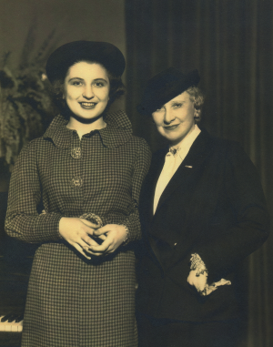 Margery with Mary Garden at time of contract signing with MGM.